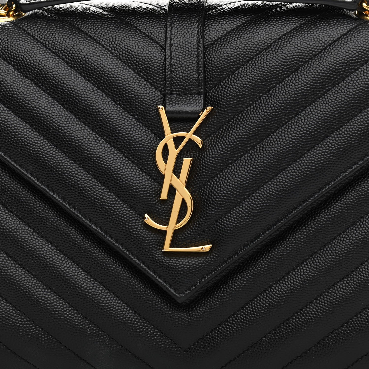 Saint Laurent Grain De Poudre Matelasse Chevron Medium Monogram Satchel Black 8 of 10