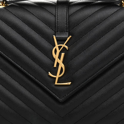 Saint Laurent Grain De Poudre Matelasse Chevron Medium Monogram Satchel Black 8 of 10