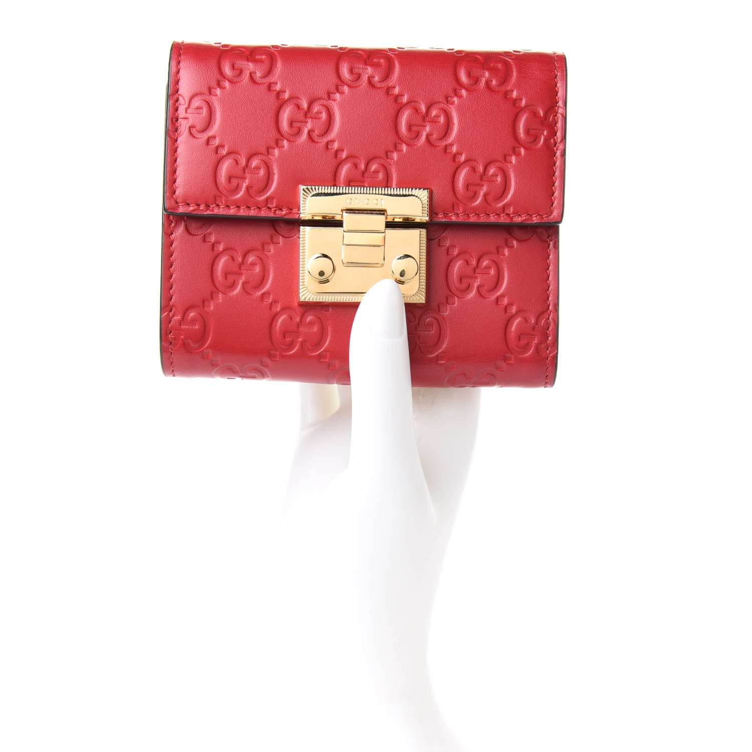 Gucci Guccissima Padlock Wallet Hibiscus Red 2 of 8