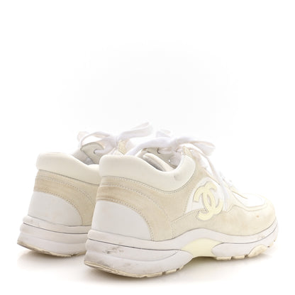 Chanel Suede Calfskin Fabric CC Sneakers 36 White 5 of 8