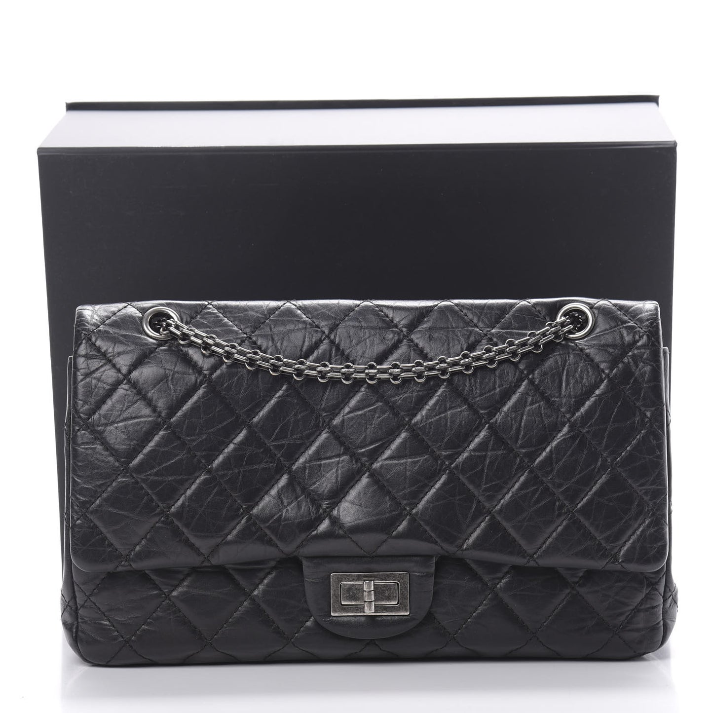 Aged Calfskin Quilted 2.55 Reissue 226 Flap Black