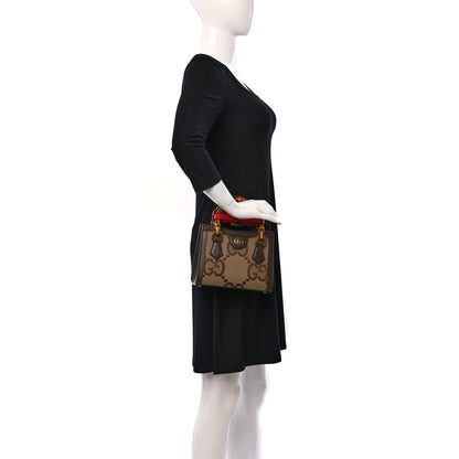 Gucci Monogram Jumbo GG Textured Dollar Calfskin Mini Diana Tote Bag Camel Ebony New Acero Pomegranate Red 2 of 11