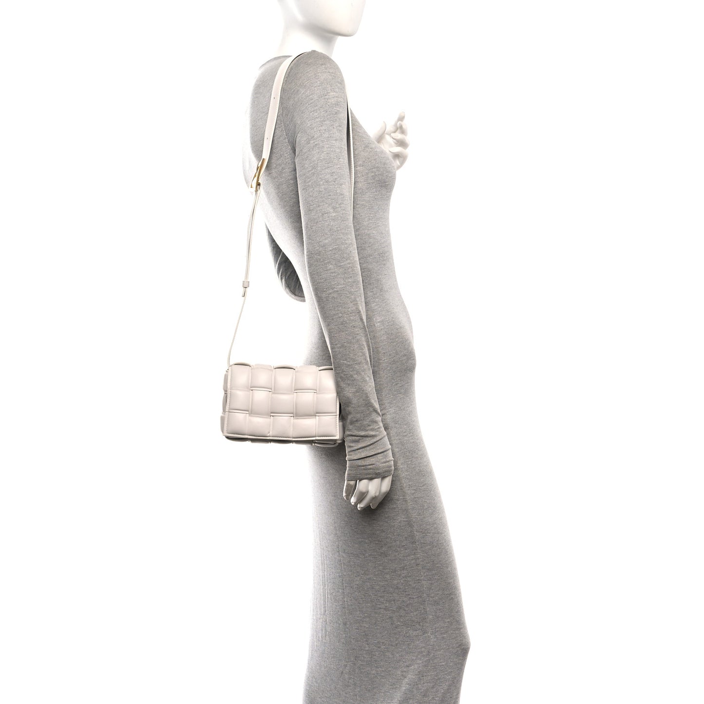 Nappa Maxi Intreccio Small Padded Cassette Crossbody Bag White