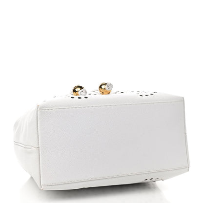 Chanel Caviar Perforated Drawstring Hobo White 5 of 10