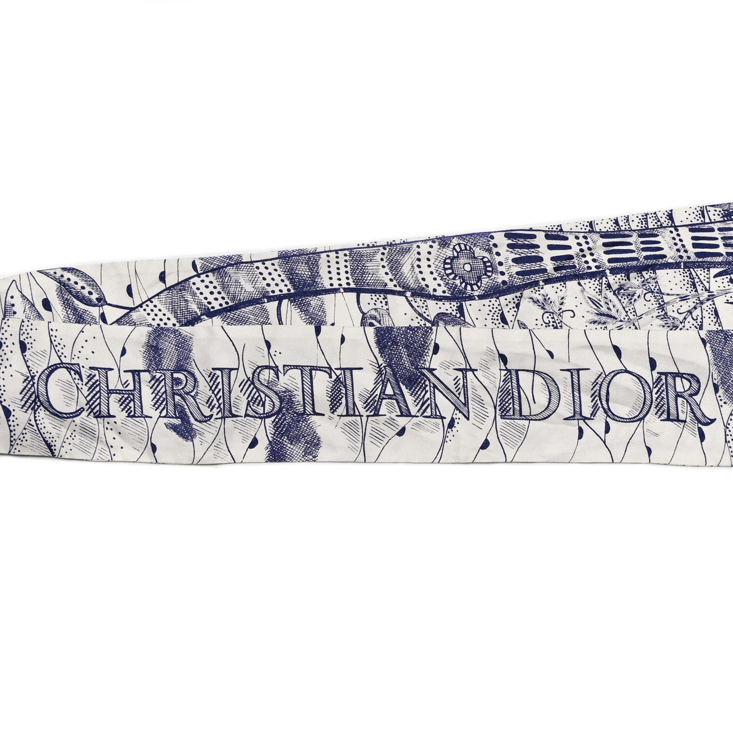 ABCDior W Silk Mitzah Scarf Navy Blue