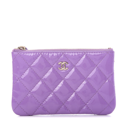 Chanel Patent Quilted Small Cosmetic Case Purple 1 of 7