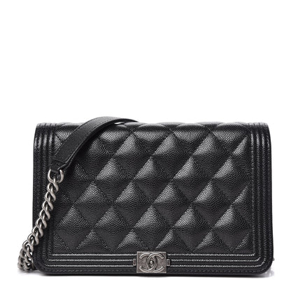 Chanel Caviar Quilted Boy Wallet On Chain WOC Black 1 of 12