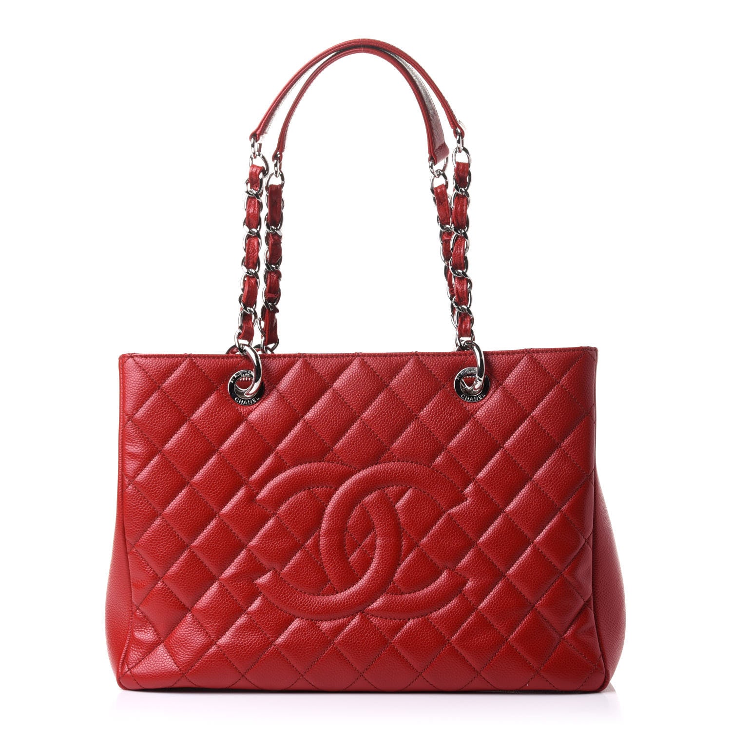 Chanel Caviar Quilted Grand Shopping Tote GST Red 1 of 10