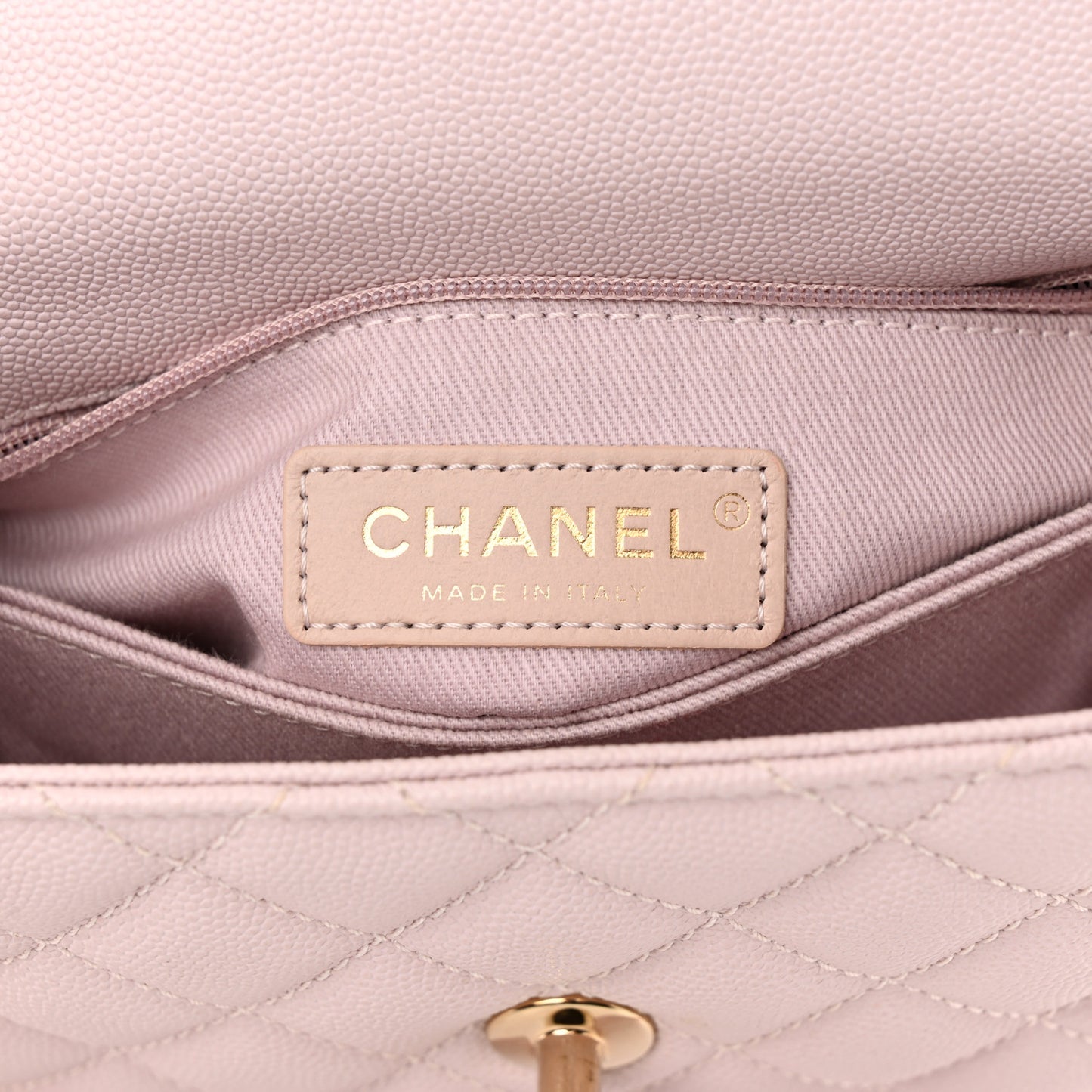 Caviar Quilted Mini Coco Handle Flap Light Pink