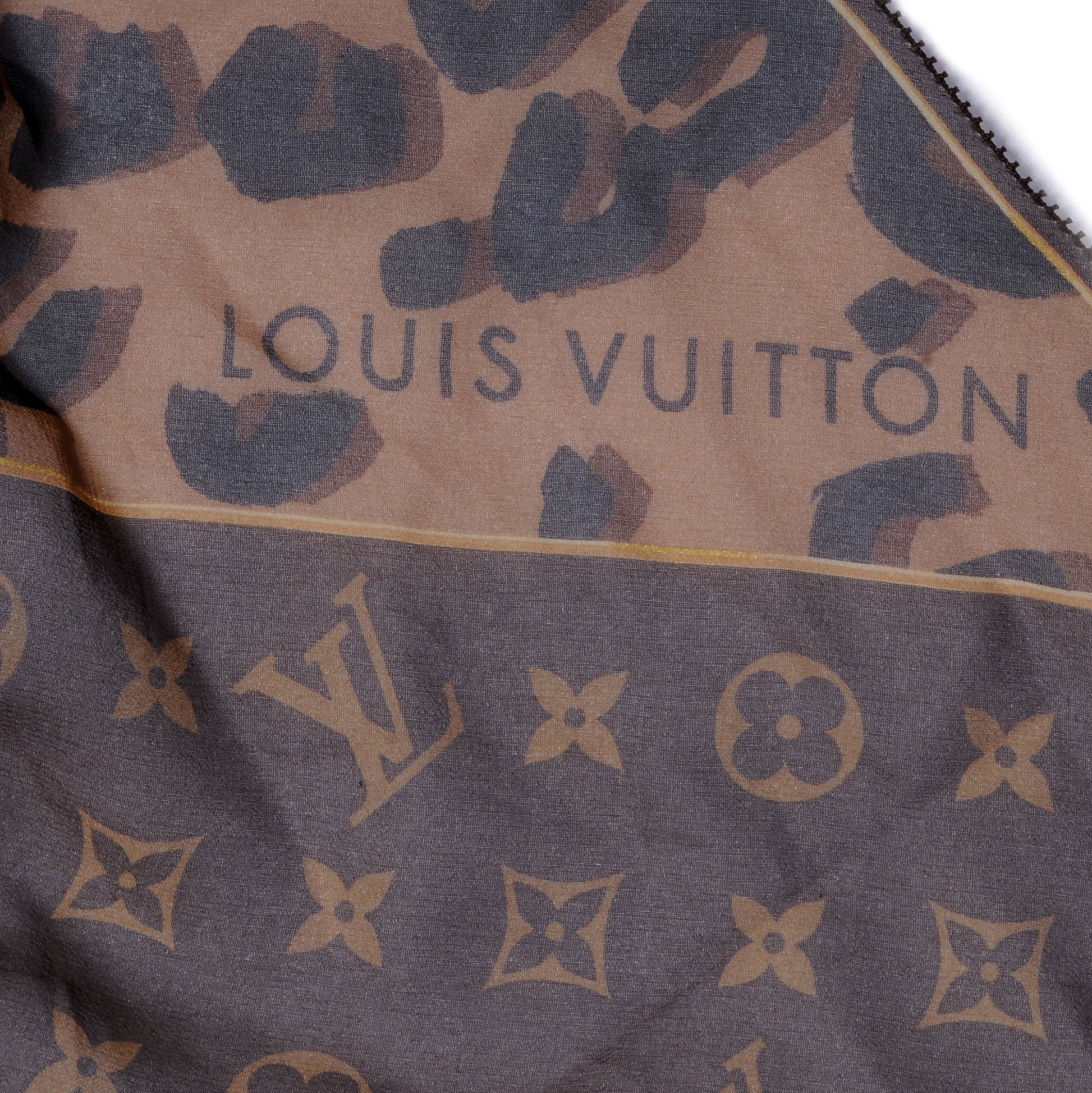 Louis Vuitton Silk Leopard and Monogram Scarf 3 of 5