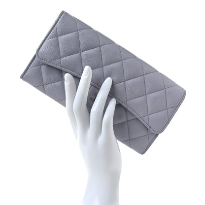 Chanel Caviar Quilted Large Flap Wallet Light Purple 2 of 9
