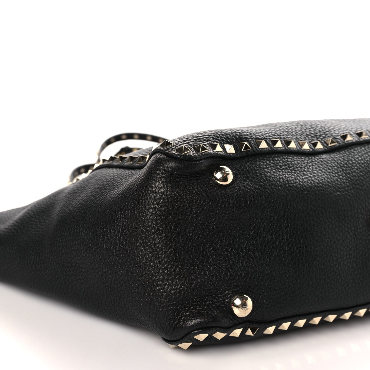 Valentino Garavani Pebbled Calfskin Medium Rockstud Tote Black 7 of 8