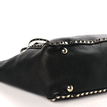 Valentino Garavani Pebbled Calfskin Medium Rockstud Tote Black 7 of 8