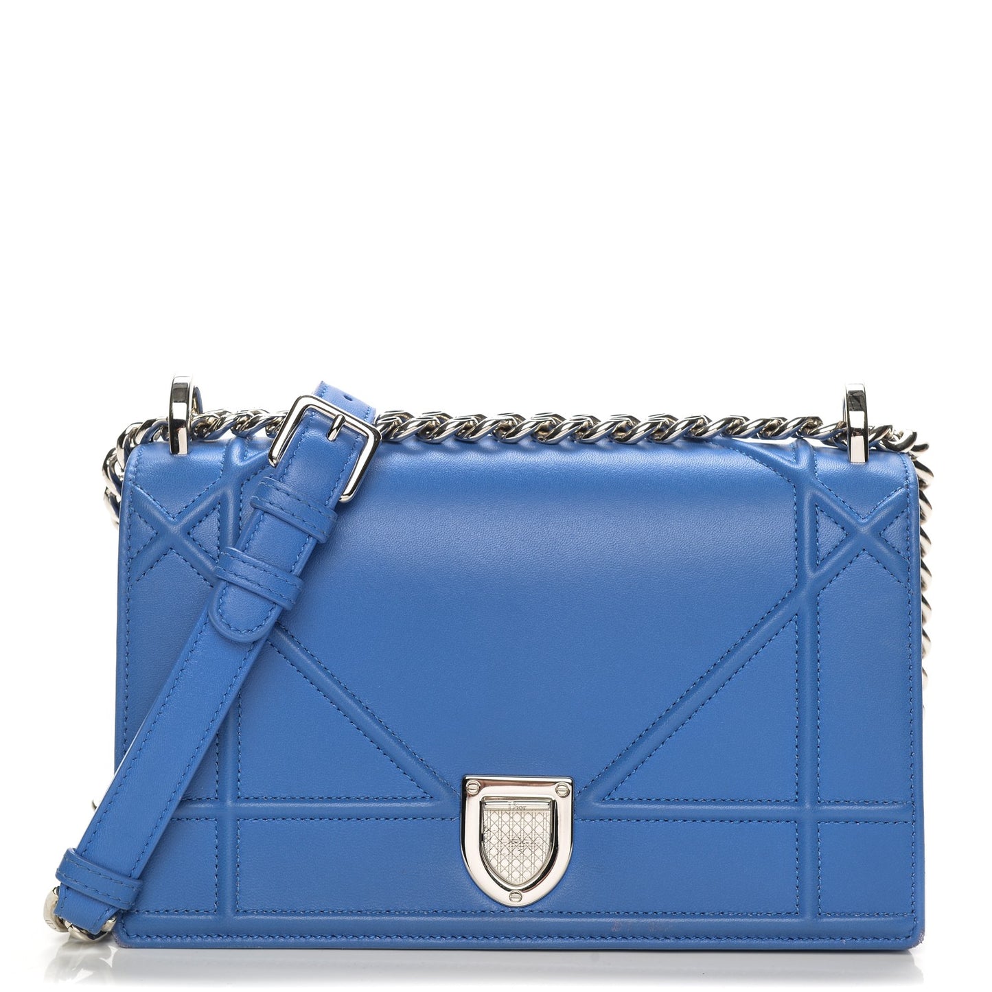 Lambskin Medium Diorama Flap Bag Blue