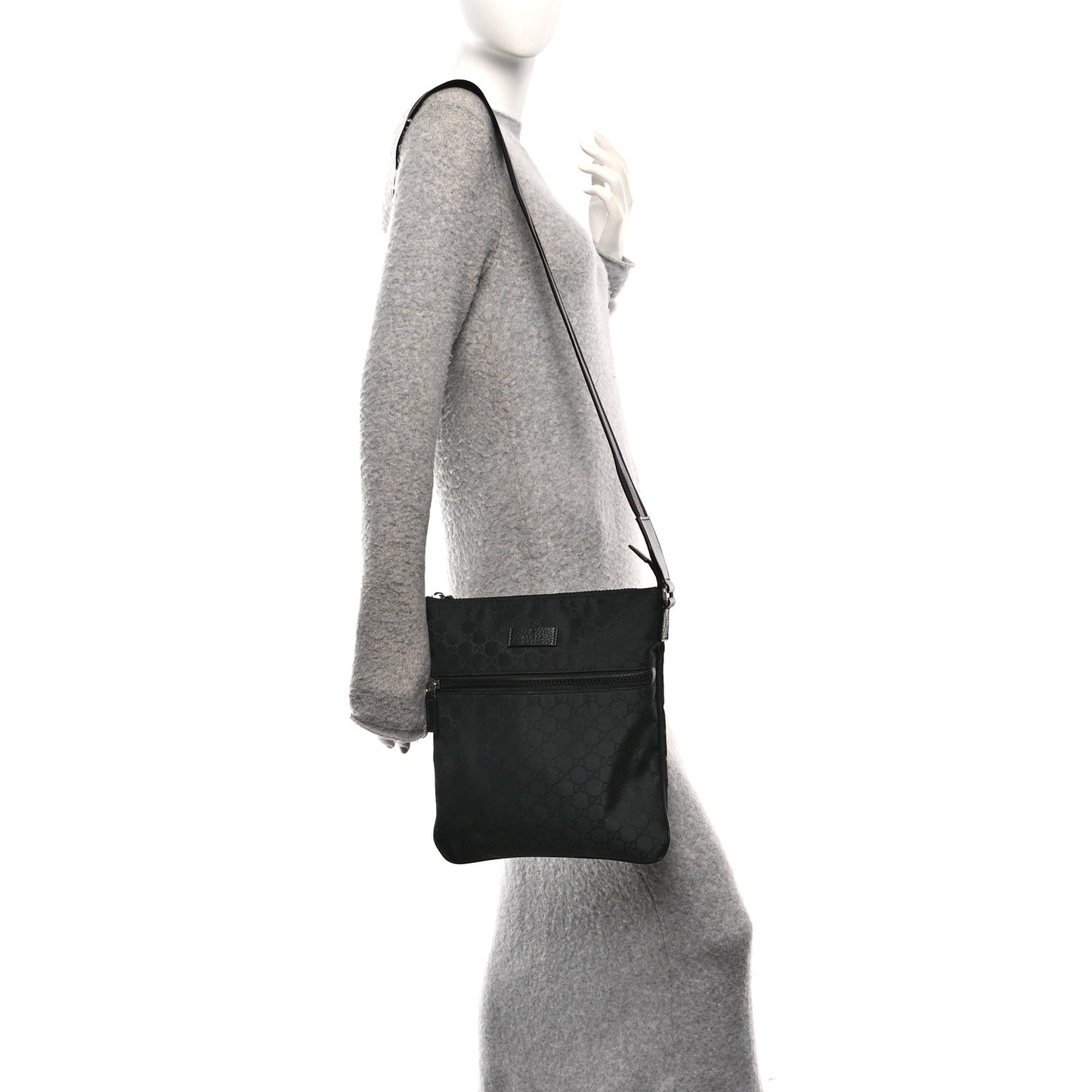 Nylon Monogram Small Flat Messenger Bag Black