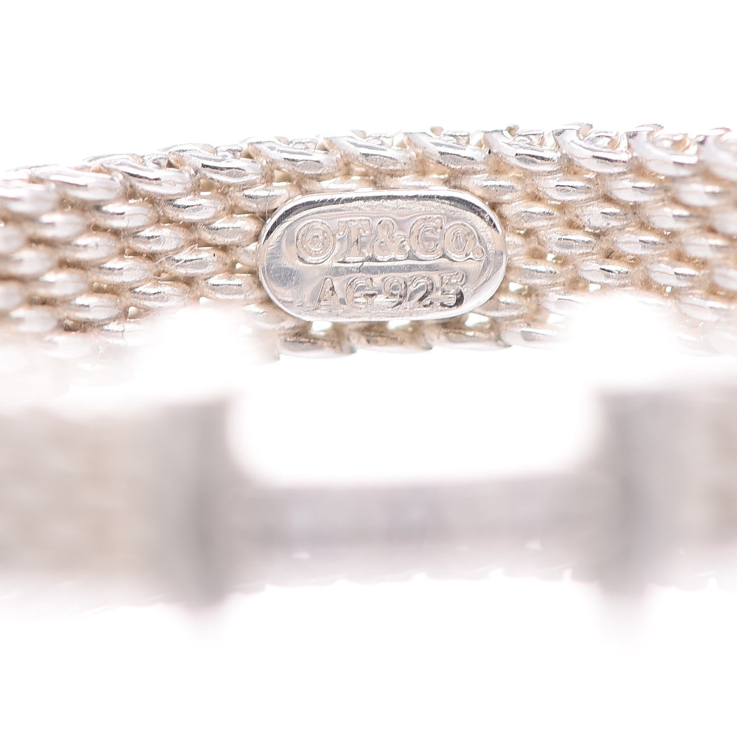 Tiffany Sterling Silver Diamond Somerset Mesh Band Ring 55 7.25 4 of 5
