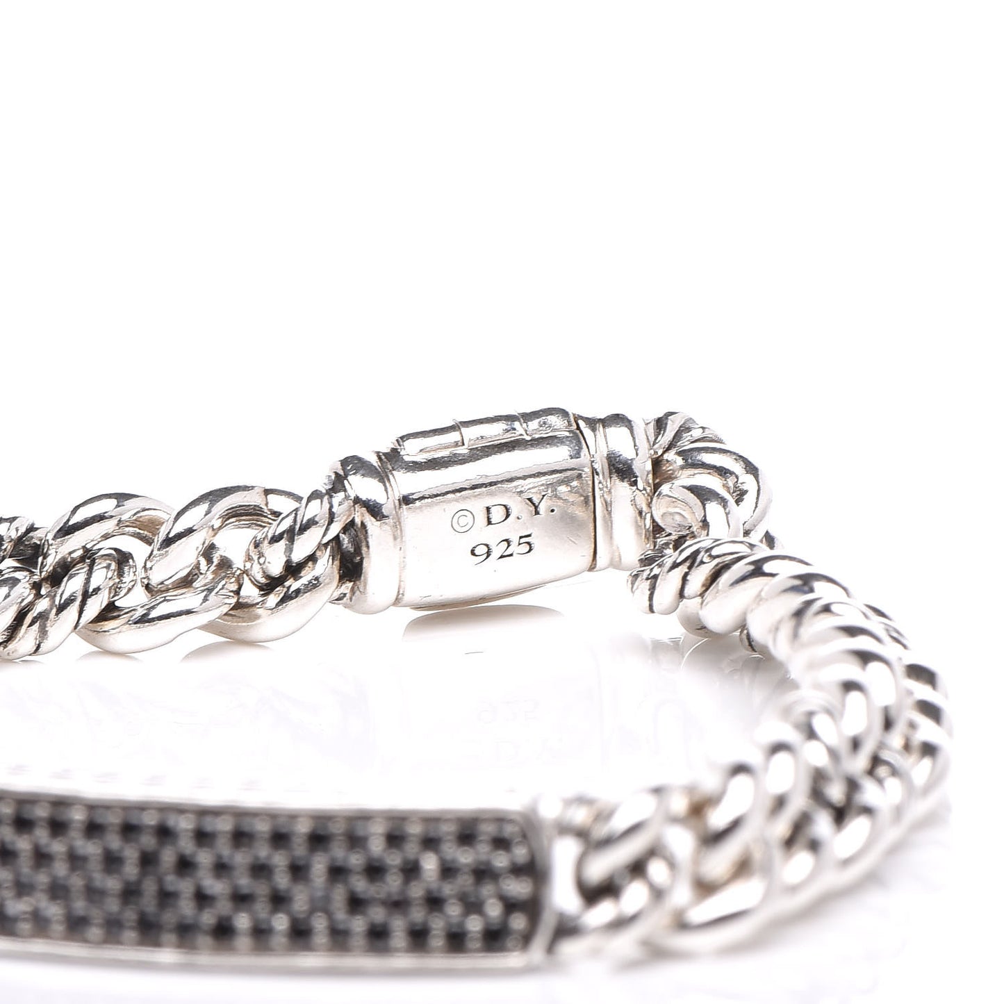 Sterling Silver Black Diamond 6mm Petite ID Bracelet