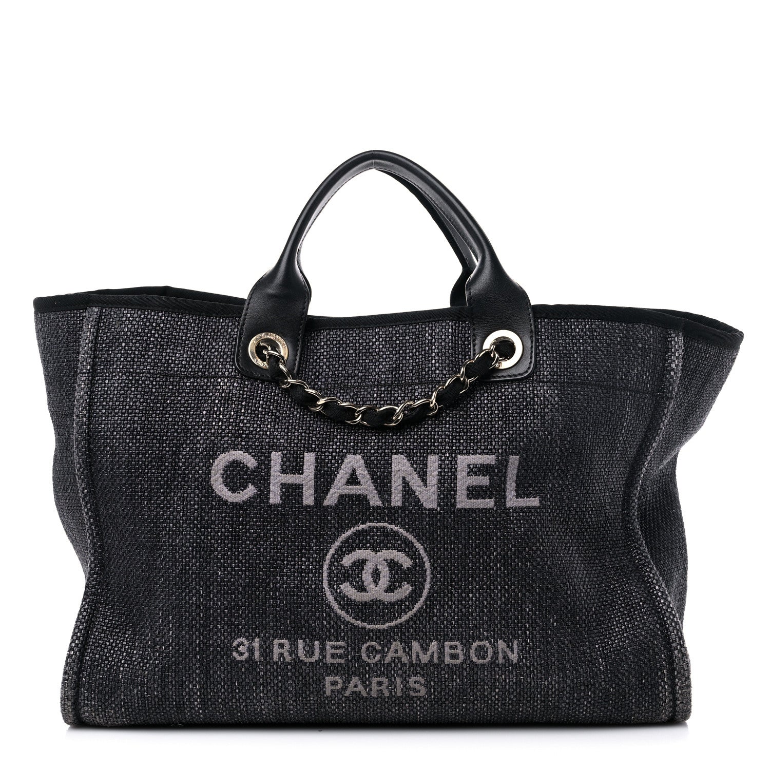 Chanel Woven Straw Raffia Large Deauville Tote Black 1 of 24
