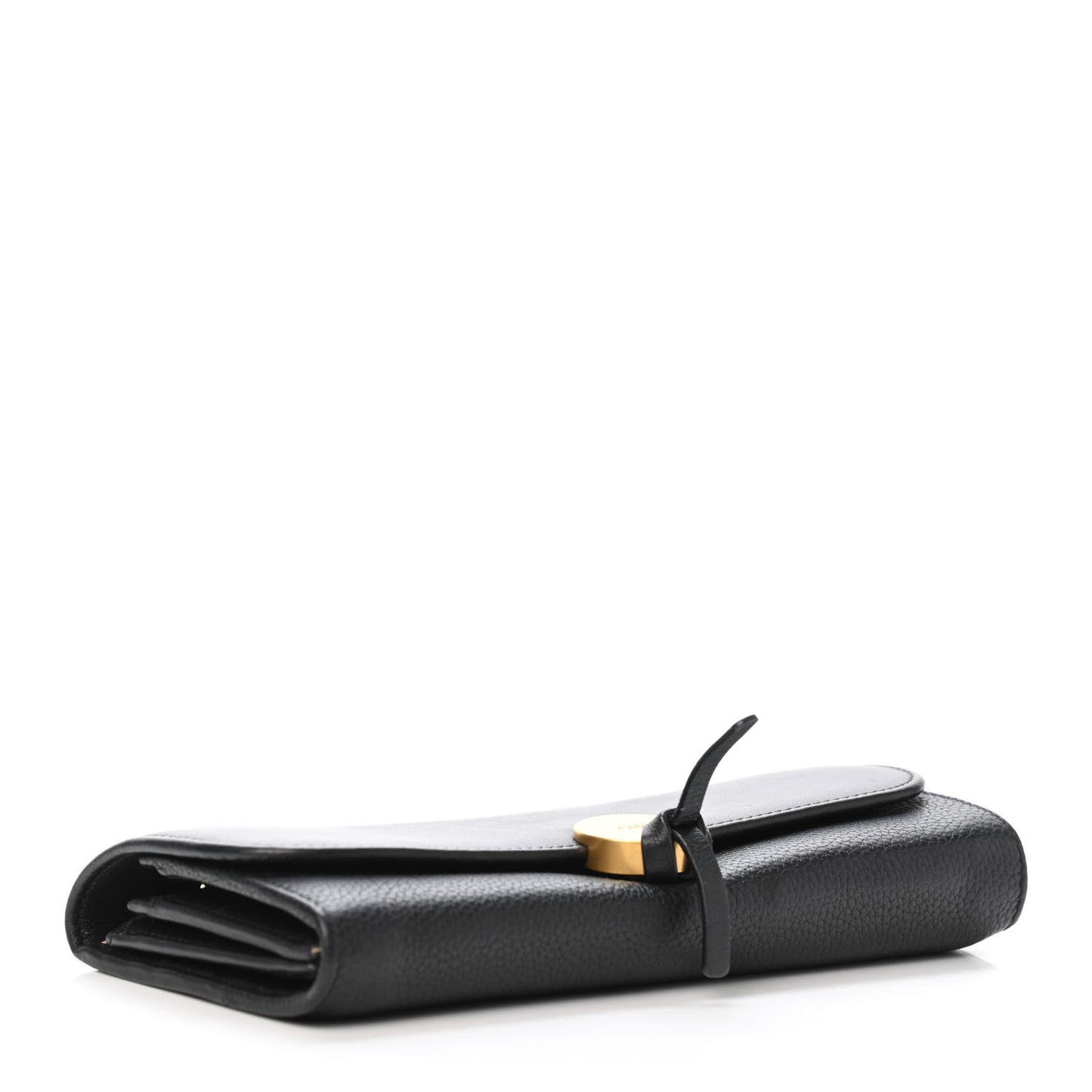 Grained Smooth Calfskin Small Indy Long Wallet Black