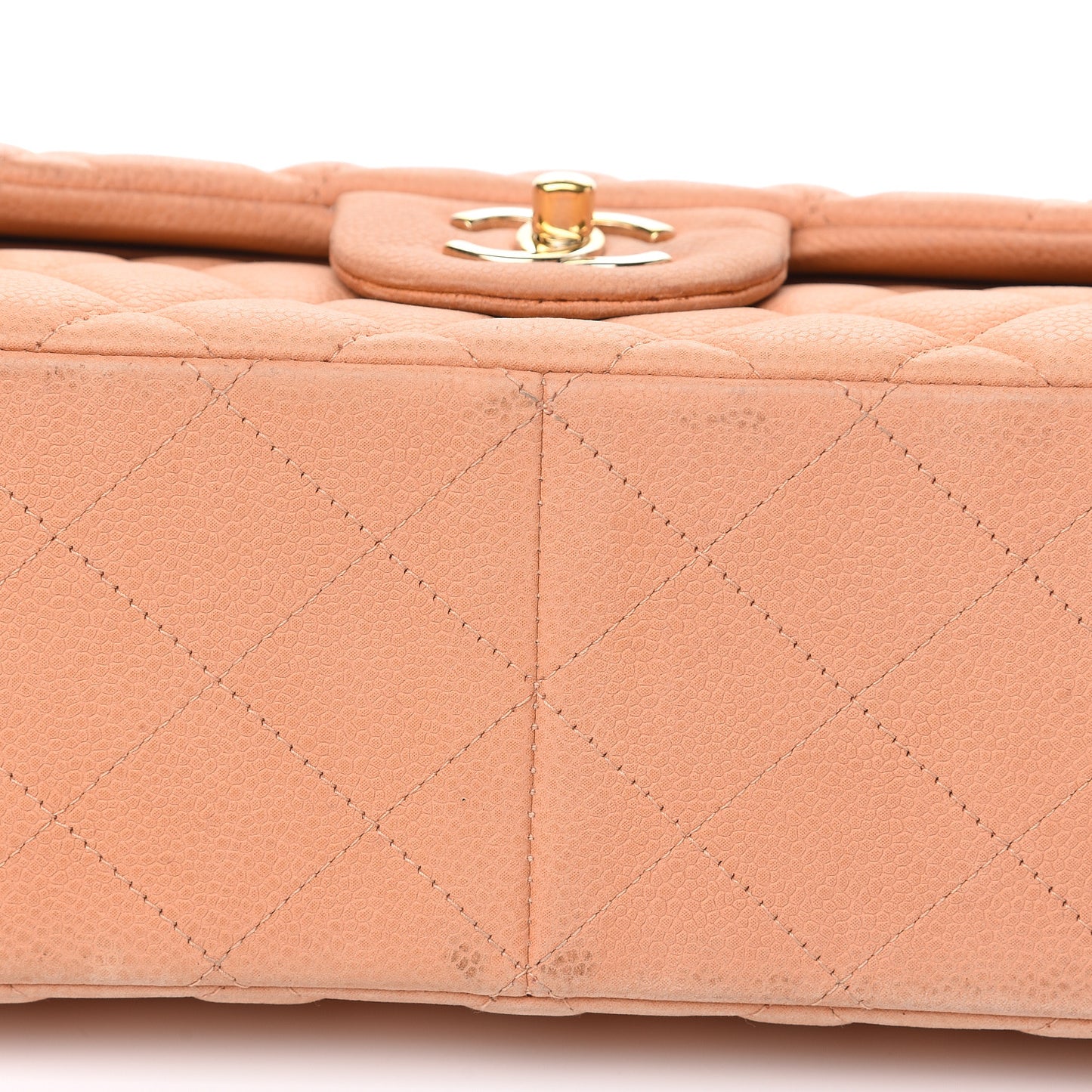 Iridescent Caviar Quilted Jumbo Double Flap Pink