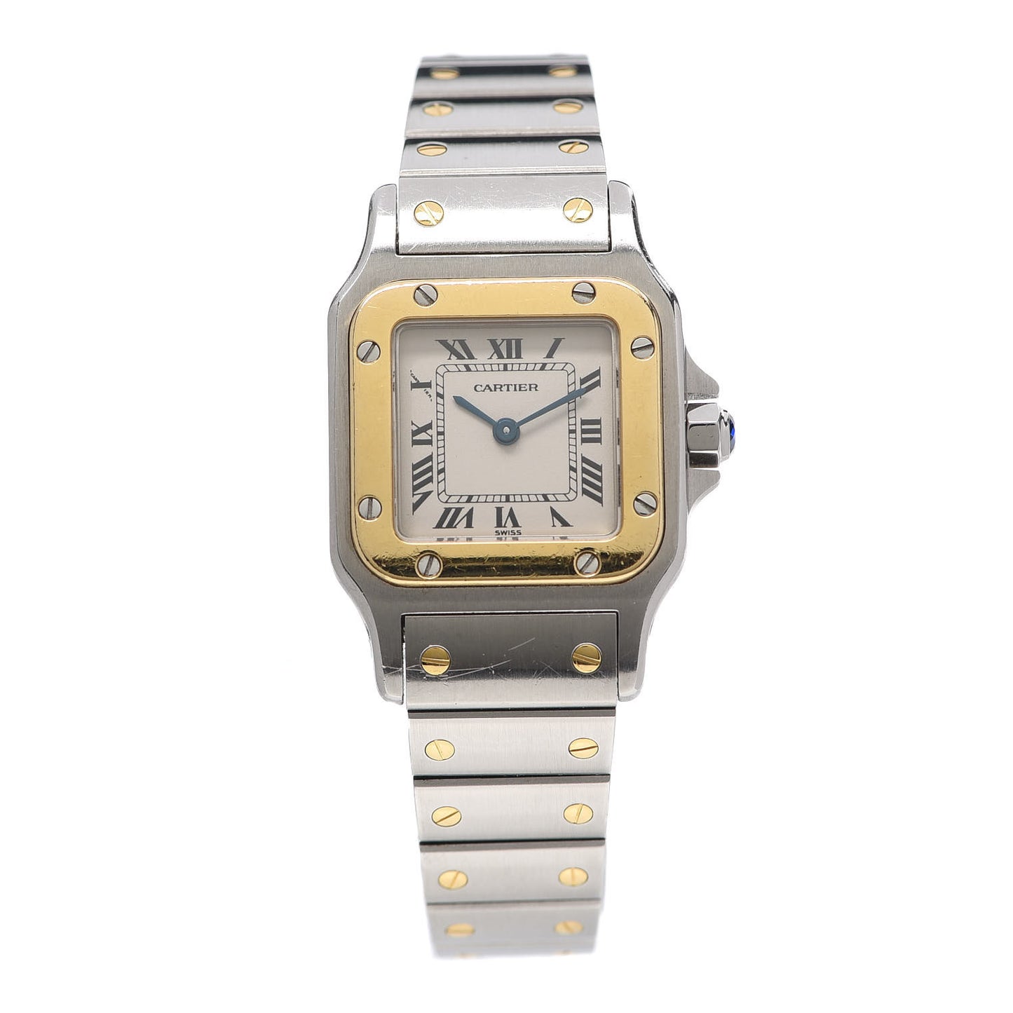 Stainless Steel 18K Yellow Gold 24mm Santos De Cartier Galbee Quartz Watch