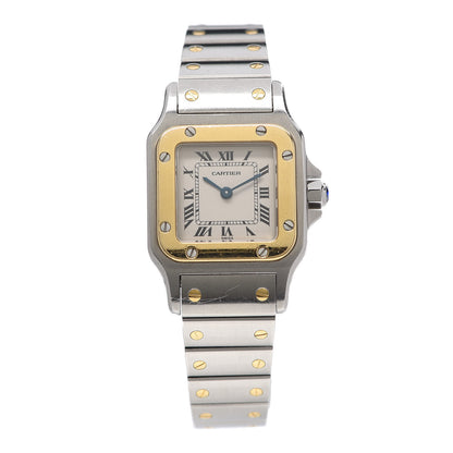 Cartier Stainless Steel 18K Yellow Gold 24mm Santos De Cartier Galbee Quartz Watch 1 of 4