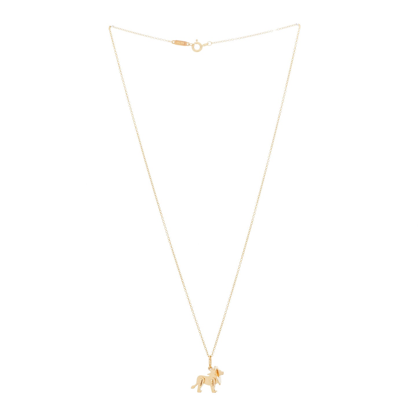 18K Yellow Gold Save The Wild Lion Charm Pendant Necklace
