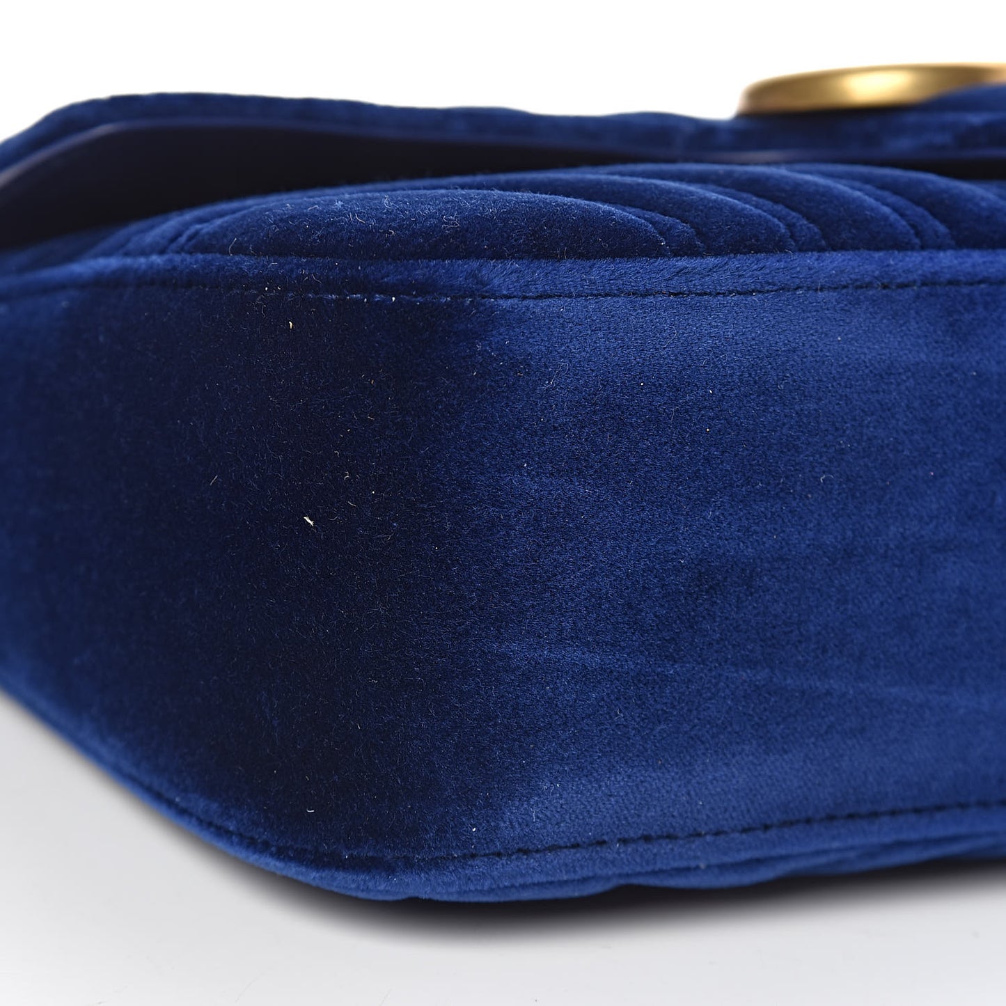 Velvet Matelasse Small GG Marmont Shoulder Bag Cobalt Blue