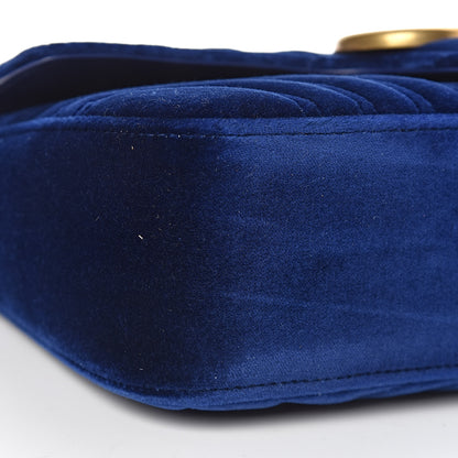Gucci Velvet Matelasse Small GG Marmont Shoulder Bag Cobalt Blue 5 of 9