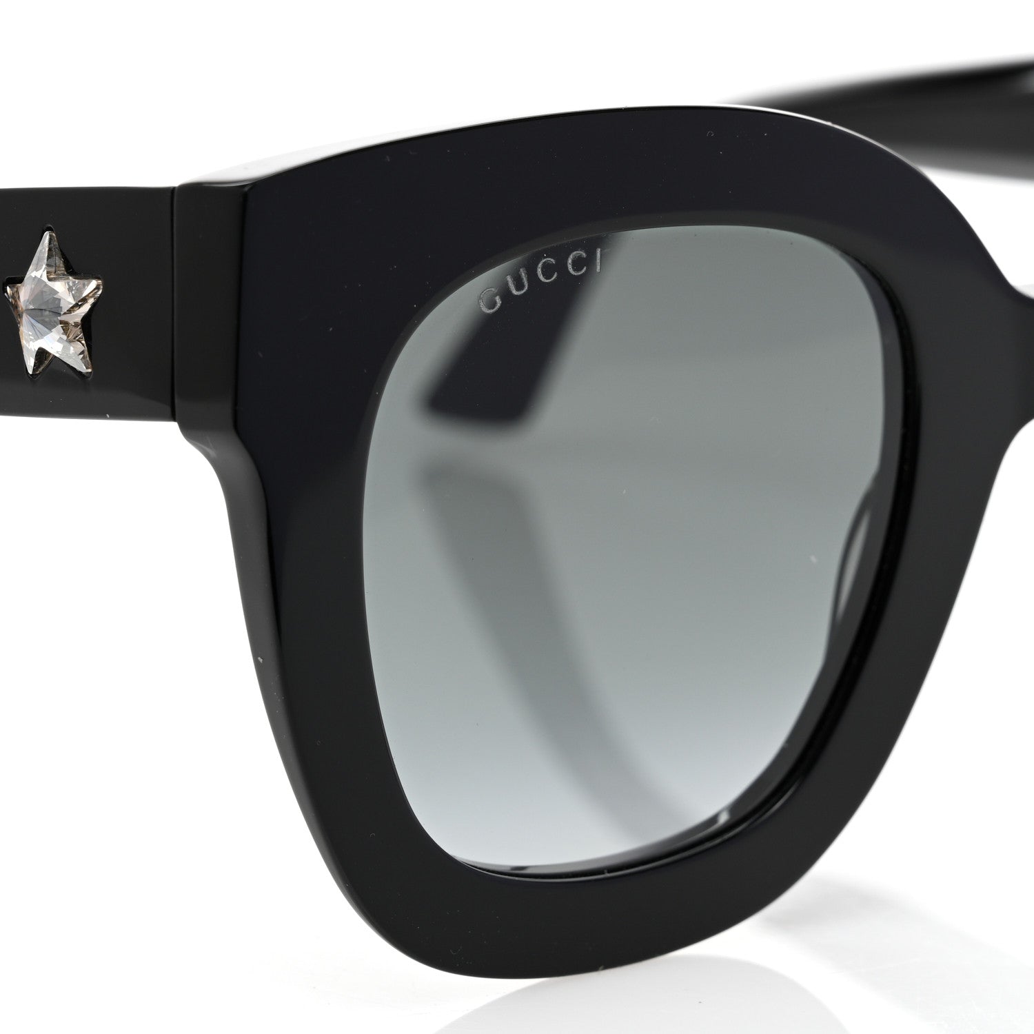 Gucci Acetate Crystal Star Round Frame Sunglasses GG0208S Black 7 of 8