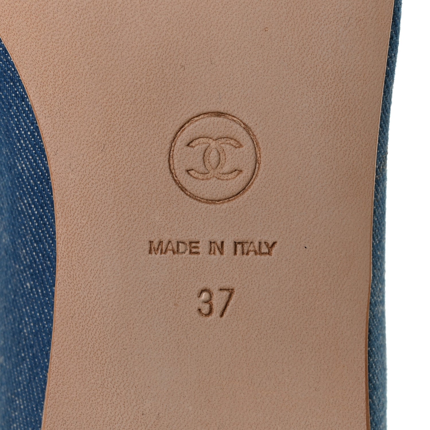 Chanel Denim Patent CC Ballerina Flats 37 Blue Red 6 of 9