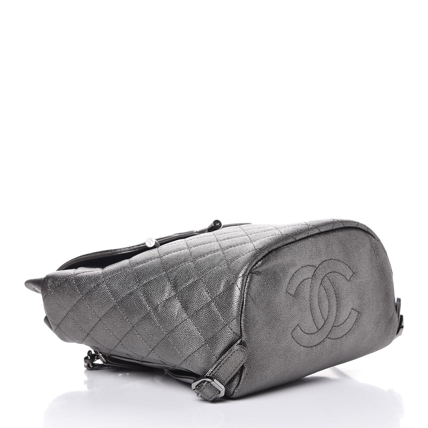 Metallic Caviar Quilted Filigree Backpack Dark Silver