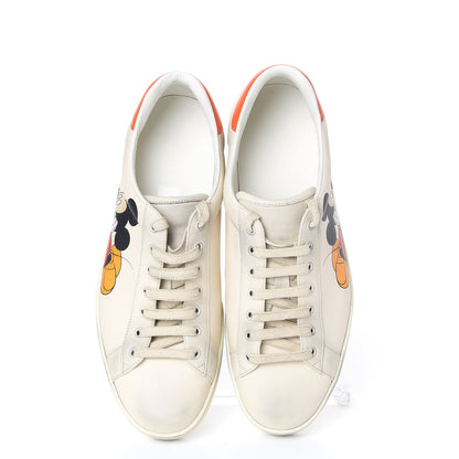 Gucci X DISNEY Miro Soft Calfskin Mickey Mouse Print Mens Ace Sneakers 11 Ivory Deep Orange 5 of 14