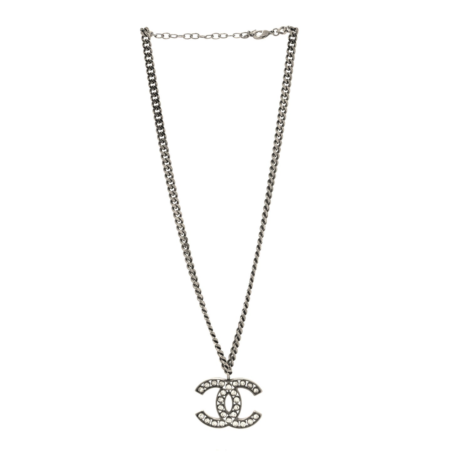 Crystal Large CC Necklace Silver
