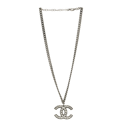 Chanel Crystal Large CC Necklace Silver 3 of 5