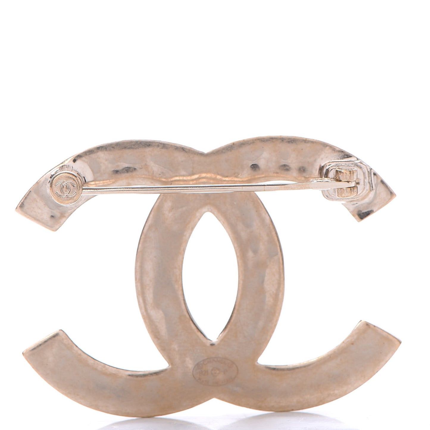 Metal CC Diamond Quilted Brooch Light Gold