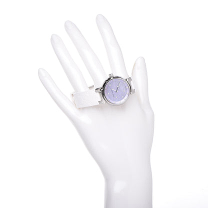 Louis Vuitton Stainless Steel Rubber Diamond Pink Mother of Pearl 28mm Tambour Quartz Watch 2 of 7