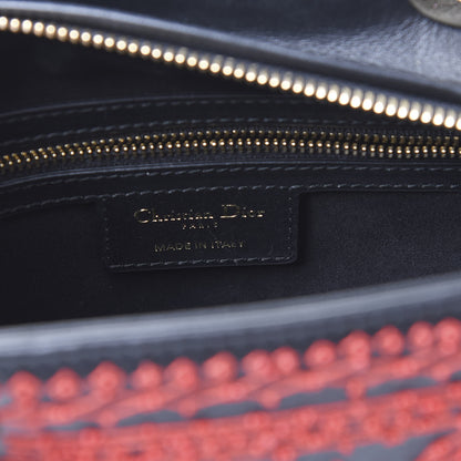 Christian Dior Smooth Calfskin Embroidered Heart Medium Lady Dior Black 5 of 8