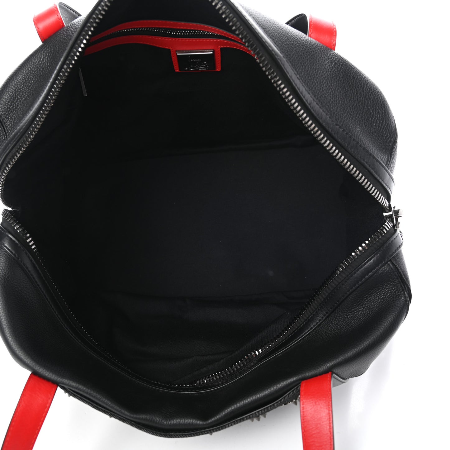 Calfskin Studded Spikes Shoulder Bag Black