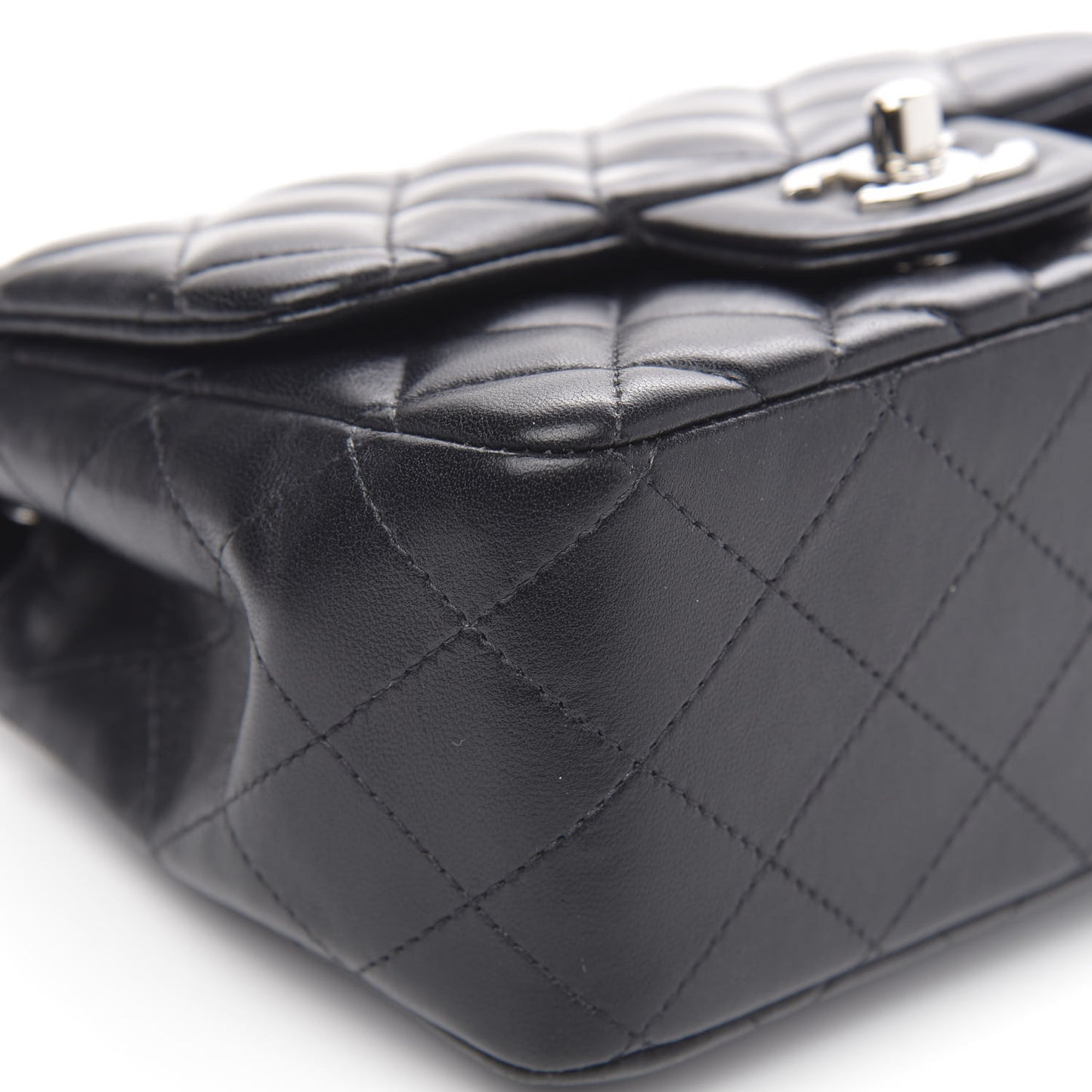 Lambskin Quilted Mini Square Flap Black