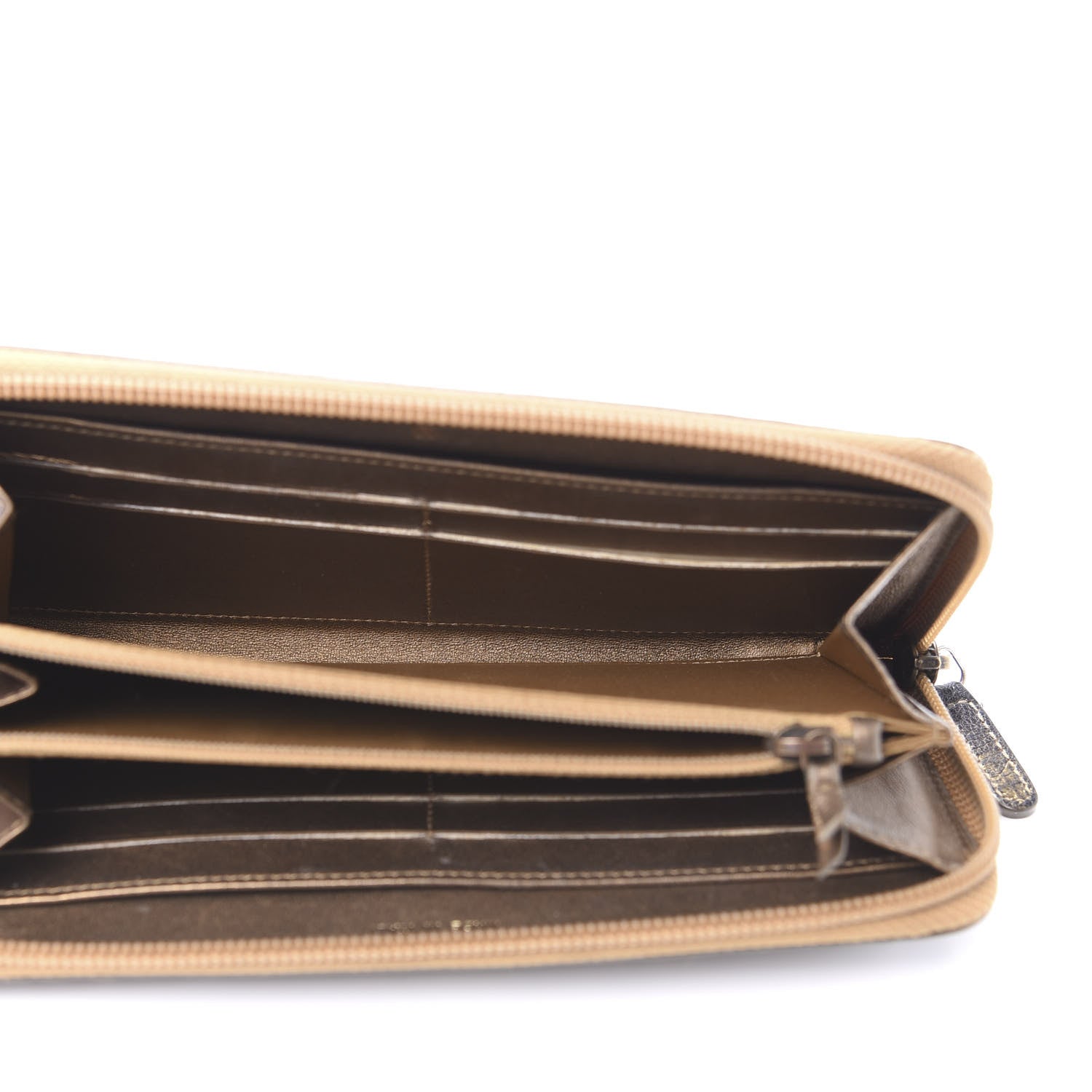 Chanel Metallic Lambskin Embossed Zip Around Wallet Bronze 5 of 10