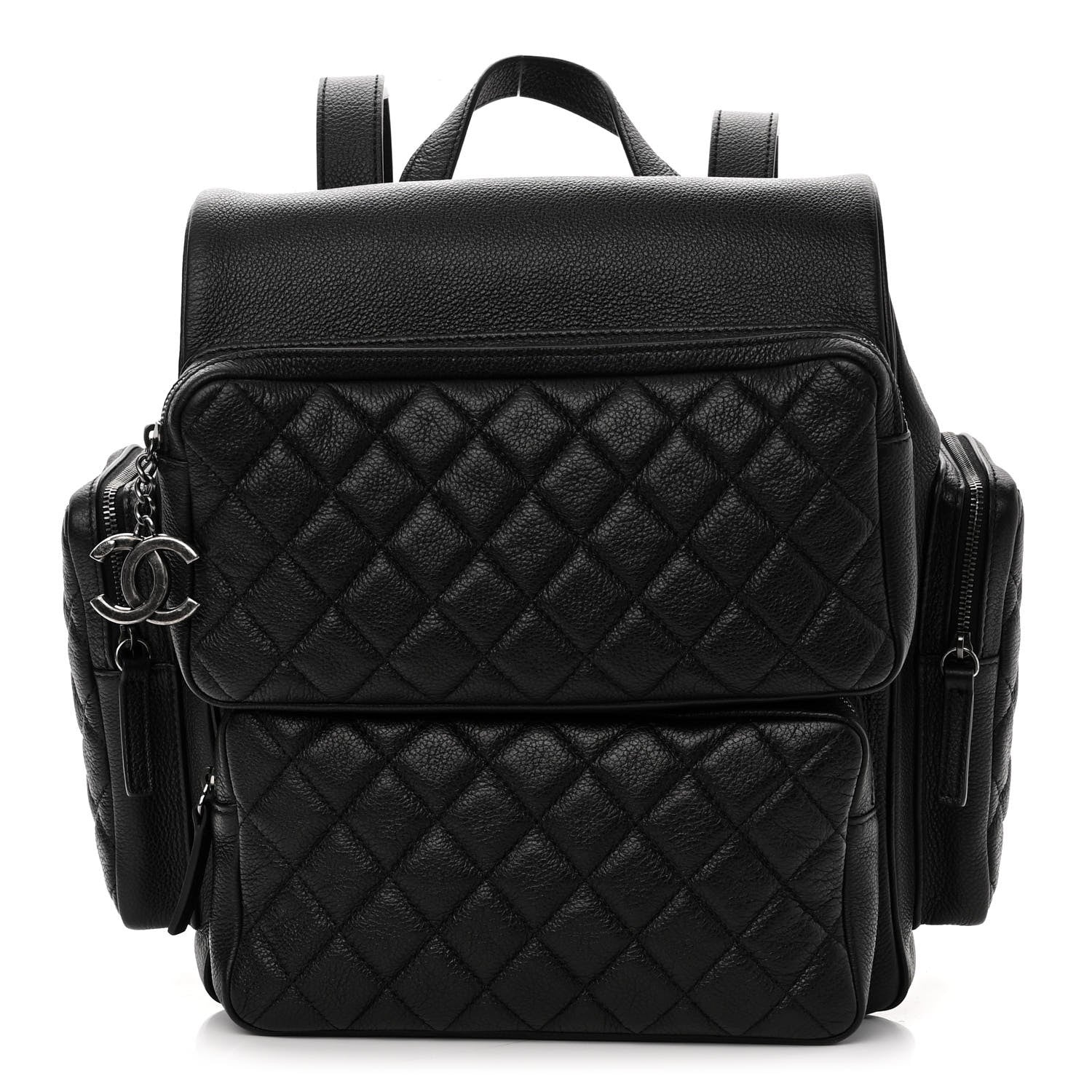 Chanel Grained Calfskin Quilted Large Casual Rock Backpack Black 1 of 9