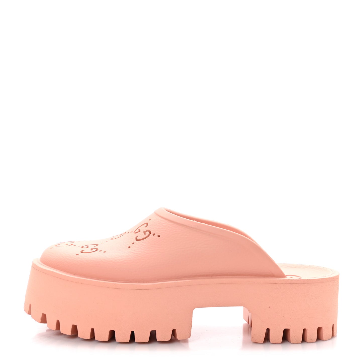 Rubber GG Monogram Perforated Elea Platform 55mm Lug Sole Sandals 40 Peachy Chic
