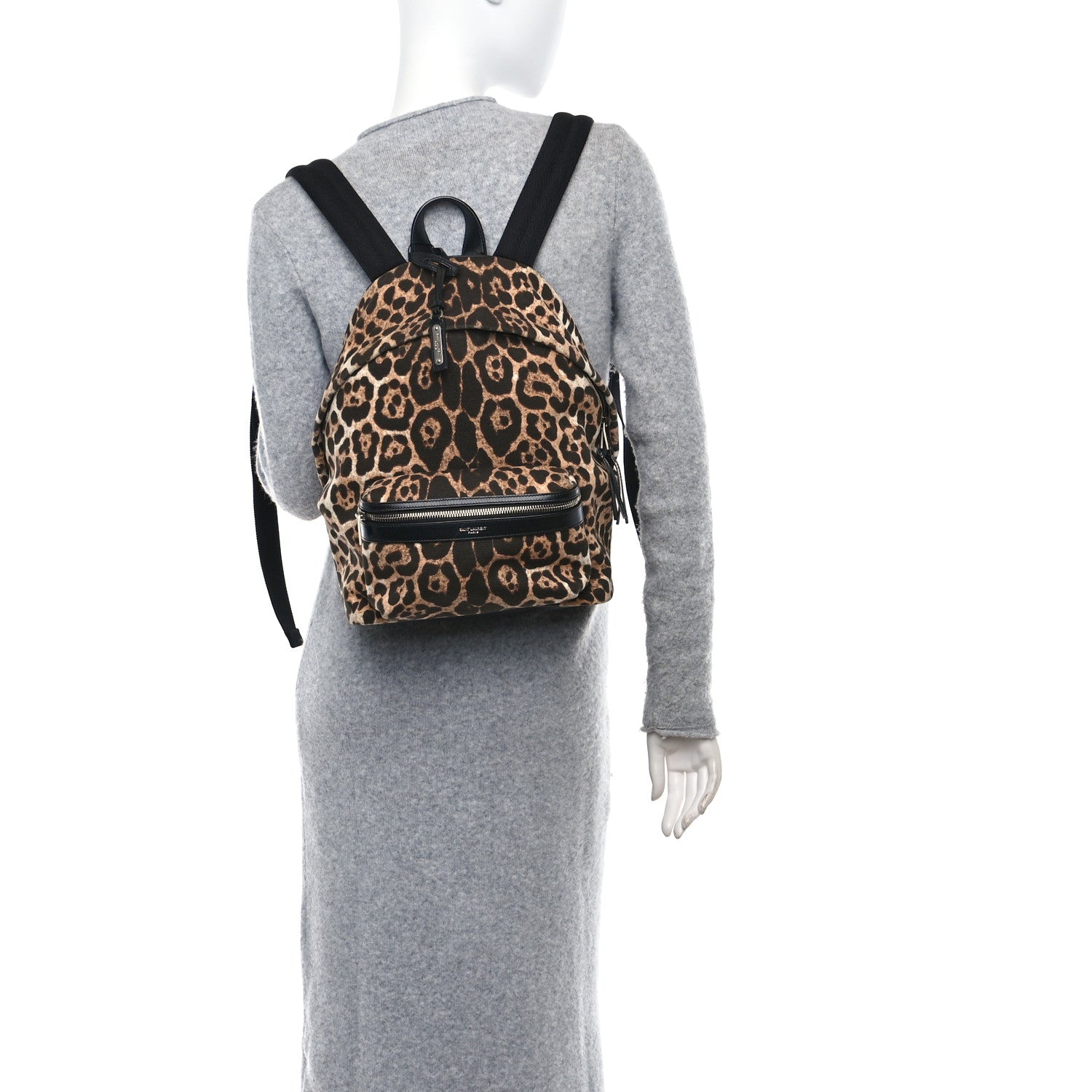 Saint Laurent Canvas Leopard Print City Backpack Light Natural 2 of 10