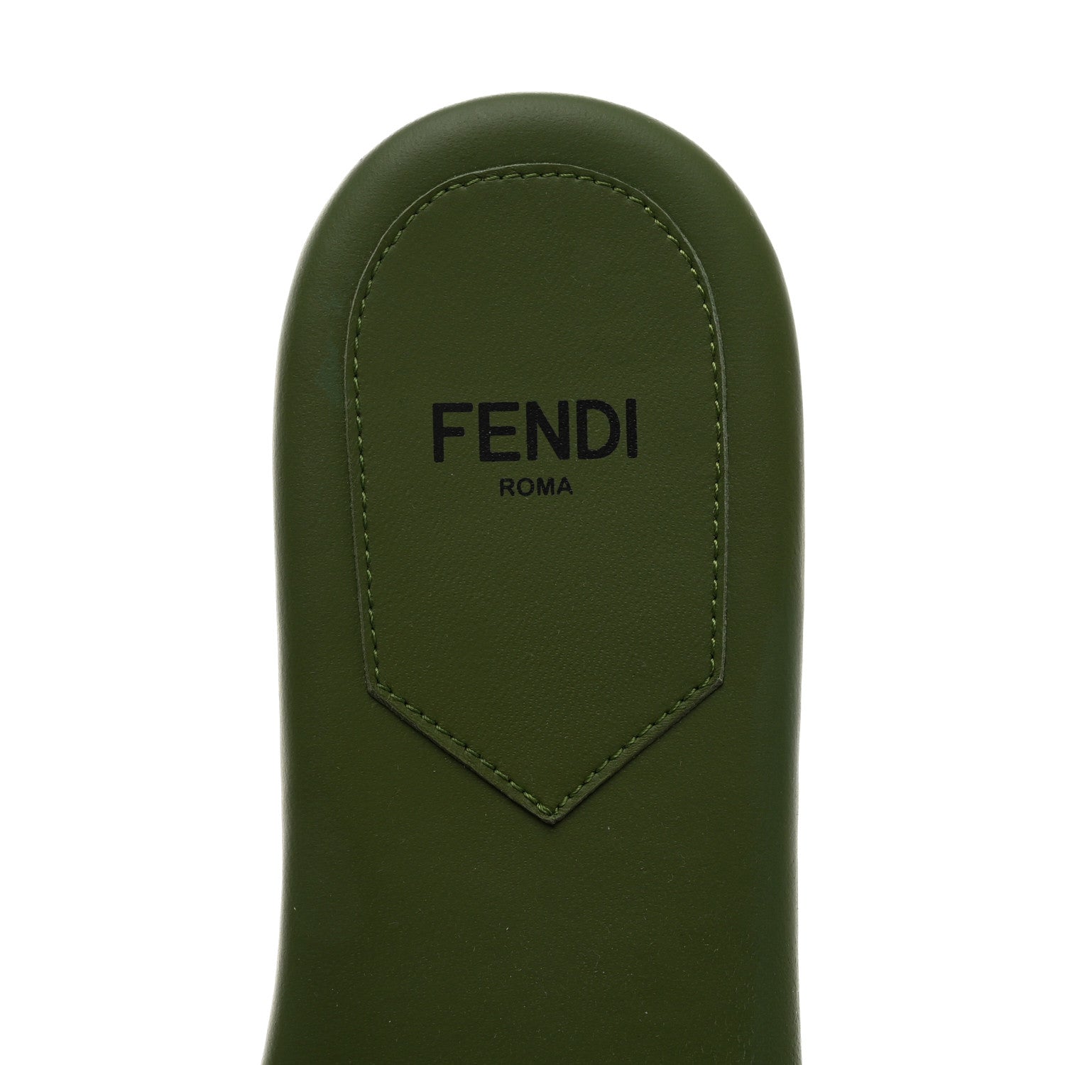 Fendi Vitello Cuoio Baguette Flat Slide Sandals 36 Verde 7 of 8