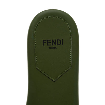 Fendi Vitello Cuoio Baguette Flat Slide Sandals 36 Verde 7 of 8