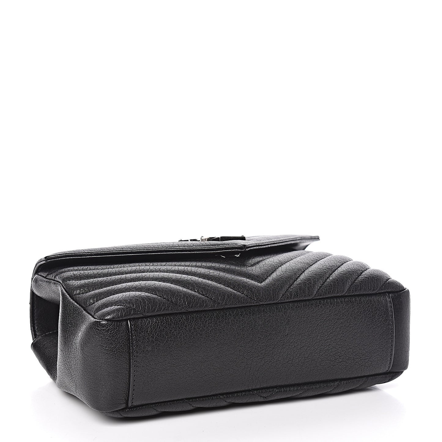 Sheepskin Matelasse Chevron Monogram Medium College Bag Black