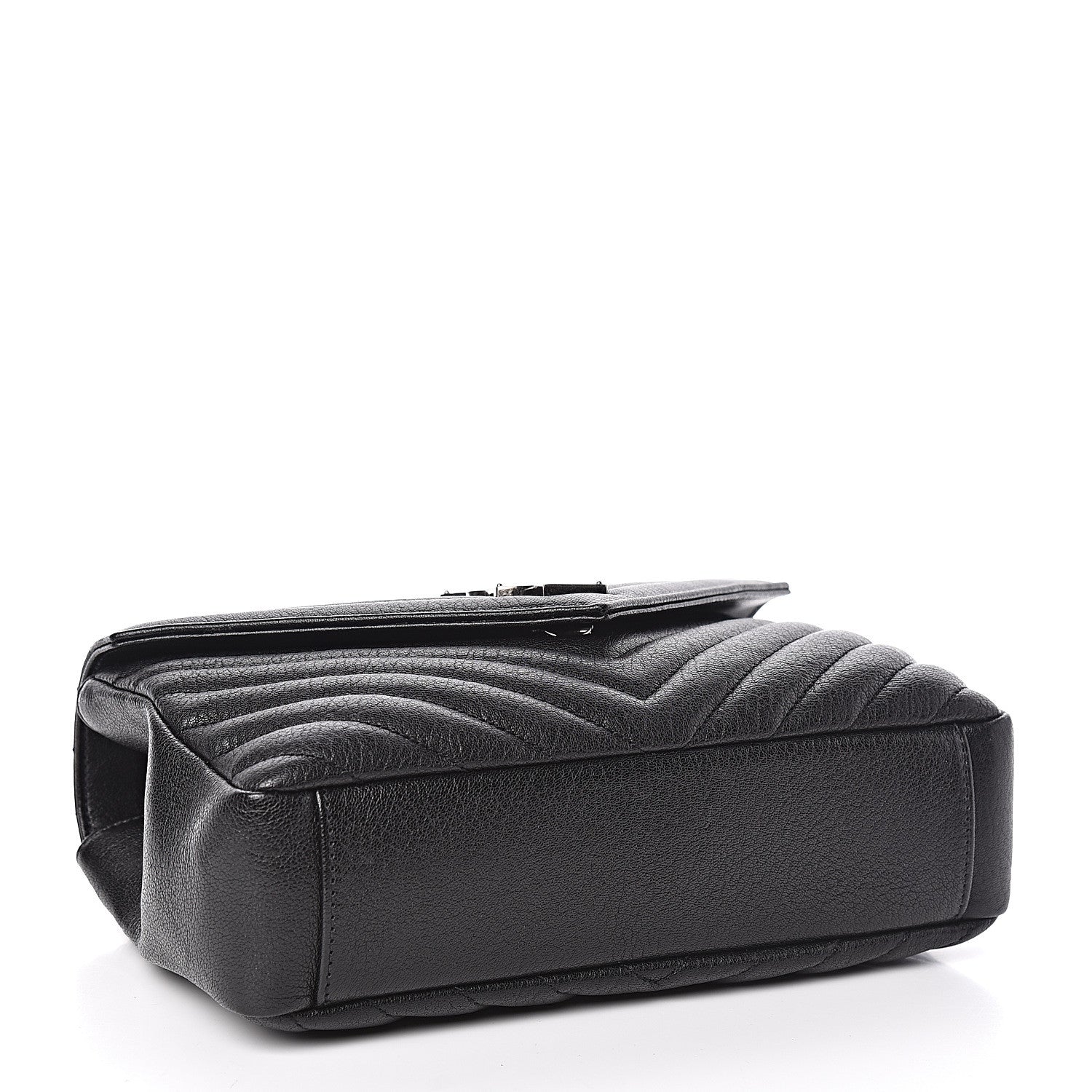 Saint Laurent Sheepskin Matelasse Chevron Monogram Medium College Bag Black 4 of 10