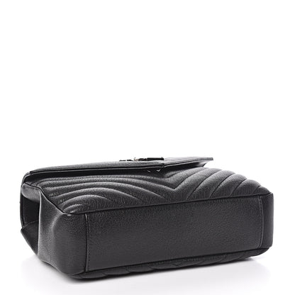 Saint Laurent Sheepskin Matelasse Chevron Monogram Medium College Bag Black 4 of 10