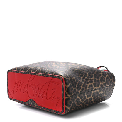 Christian Louboutin Calfskin Leopard Print Spikes East West Cabata Tote Brown 9 of 11
